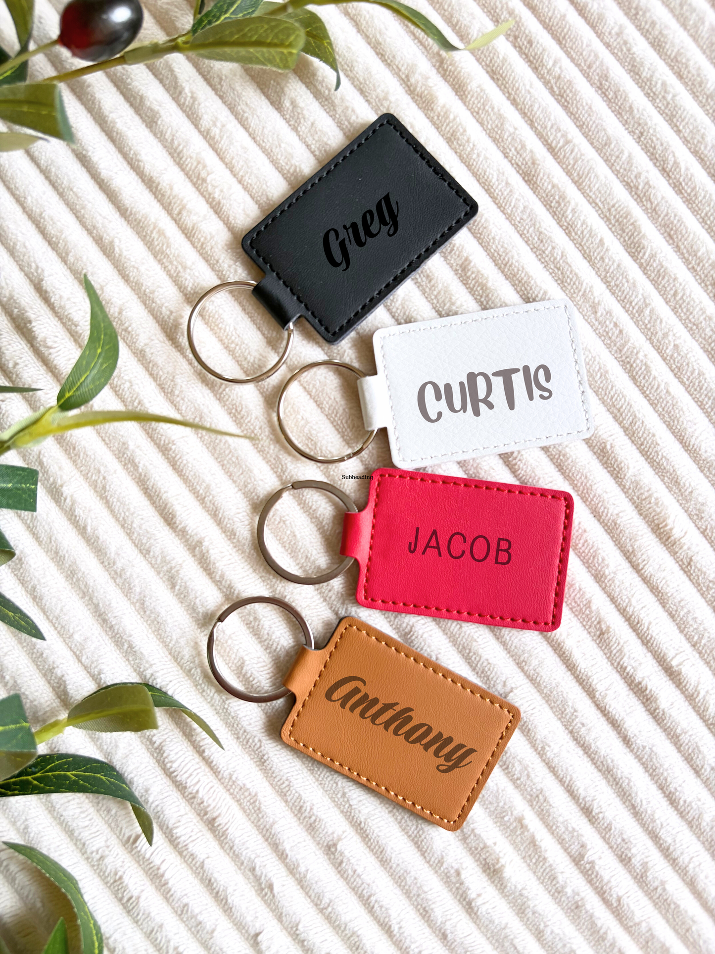 LEATHER KEYCHAIN WITH ENGRAVED NAME