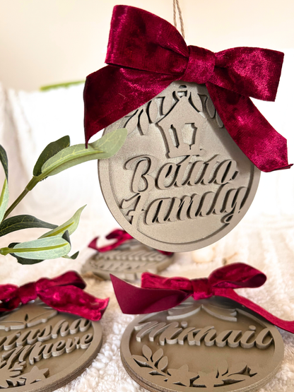 CHRISTMAS ORNAMENT WITH RED VELVET BOW