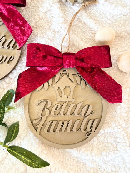 CHRISTMAS ORNAMENT WITH RED VELVET BOW