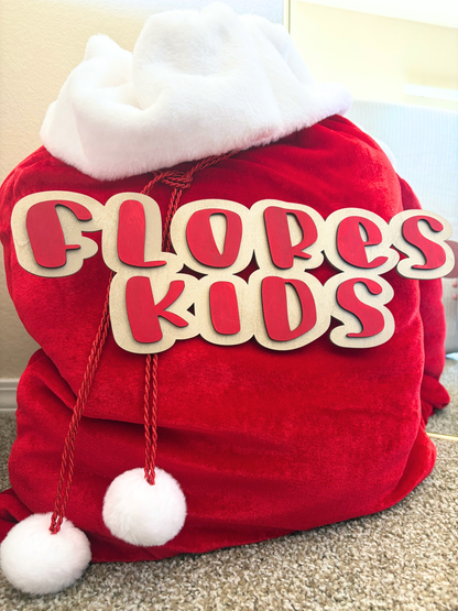 SANTA SACK WITH WOODEN NAME