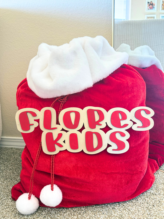 SANTA SACK WITH WOODEN NAME